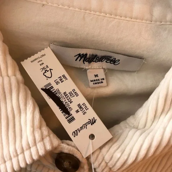 Madewell Womens Corduroy Mini Shirtdress Pockets Lighthouse Ivory S - Picture 6 of 8